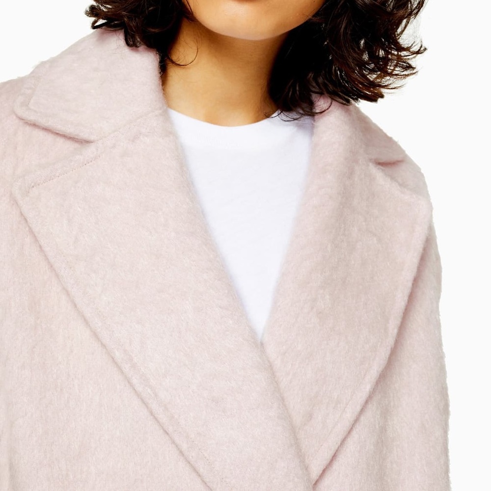 NWT! Topshop Carly light pink fuzzy long coat - Picture 2 of 4